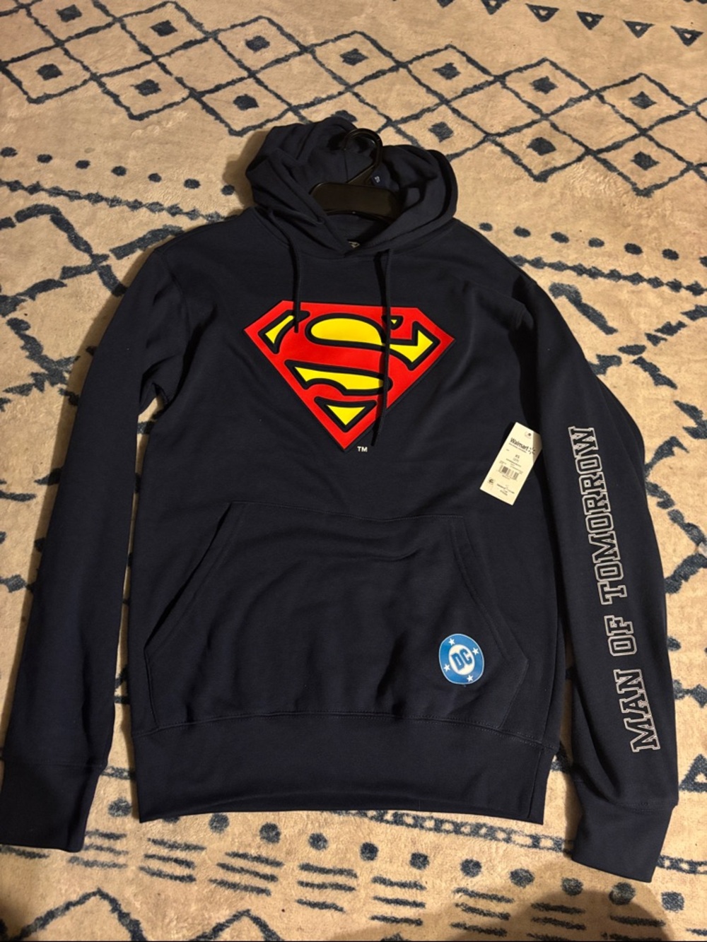 Brand New DC Comics Super Man Hoodie Navy! XS(27) Man of Tomorrow